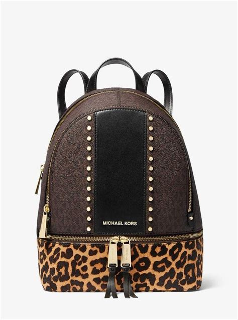 michael kors rhea leopard backpack|Michael Kors rhea backpack sale.